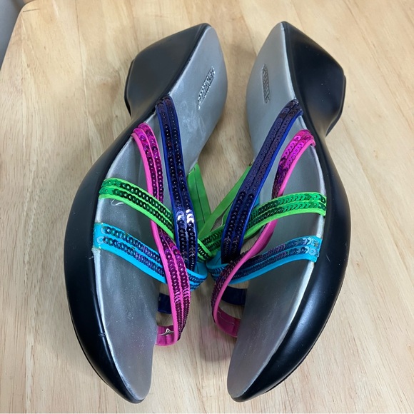 Seychelles multicolor sequin strappy slip on wedge sandals 8.5 - Picture 4 of 9